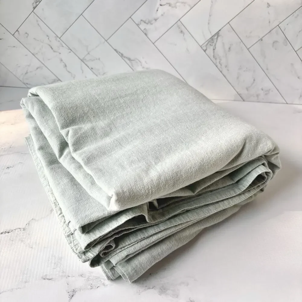 KENNETH COLE Queen Yarn Dyed Mineral Linen Duvet Cover In Sea Glass Coastal